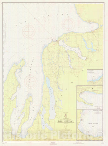Historic Nautical Map - Lake Michigan Coast Grand Traverse Bay And Little Traverse Bay, 1957 NOAA Chart - Michigan (MI) - Vintage Wall Art