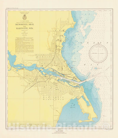 Historic Nautical Map - Little Bay De Noc, Lake Michigan, 1947 NOAA Chart - Michigan (MI) - Vintage Wall Art