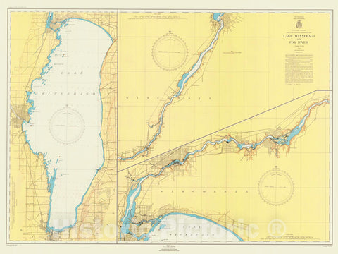 Historic Nautical Map - Lake Winnebago And Fox River, 1947 NOAA Chart - Wisconsin (WI) - Vintage Wall Art