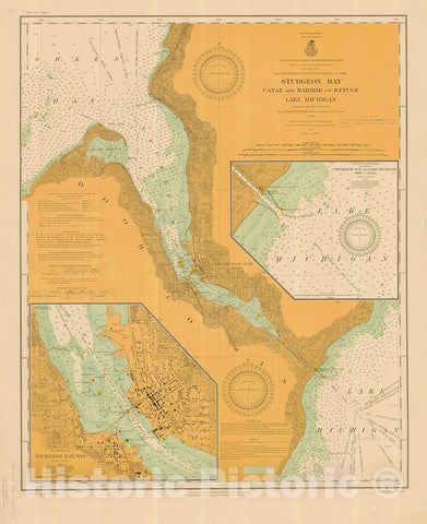 Historic Nautical Map - Sturgeon Bay, Canal And Harbor Of Refuge, Lake Michigan, 1914 NOAA Chart - Wisconsin (WI) - Vintage Wall Art
