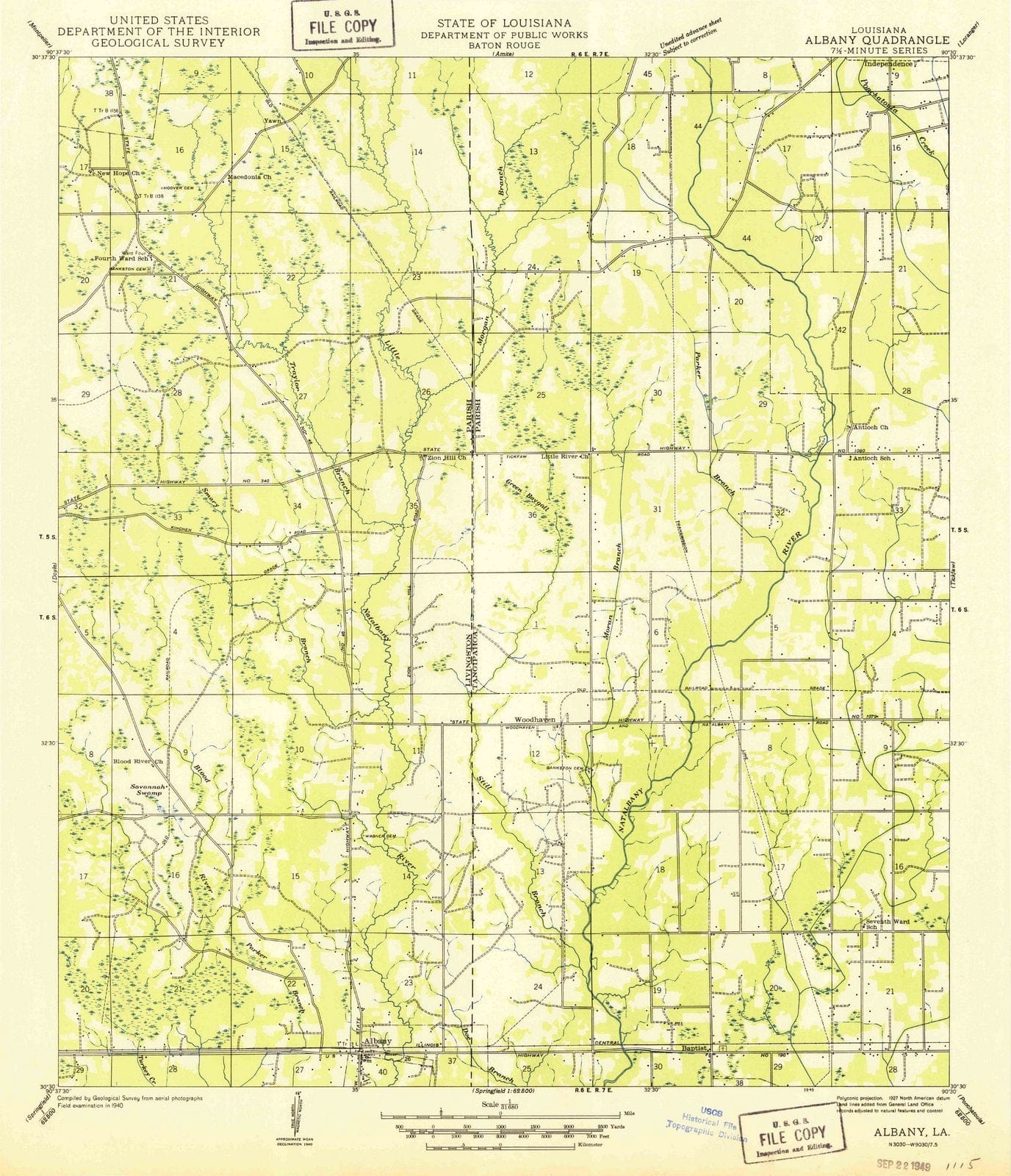 1949 Albany, LA - Louisiana - USGS Topographic Map