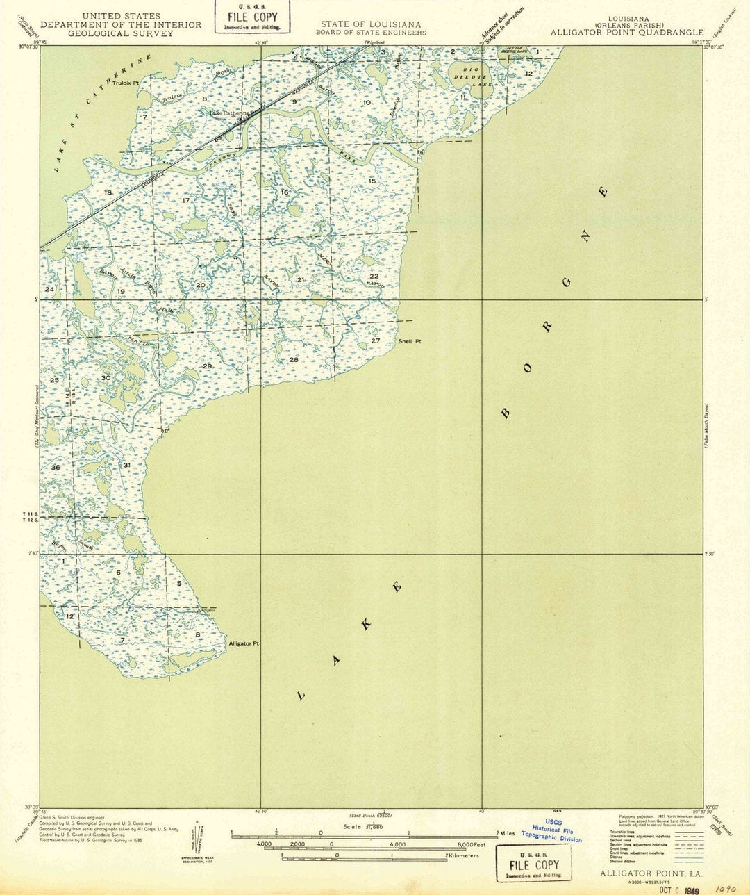 1949 Alligator Point, LA - Louisiana - USGS Topographic Map