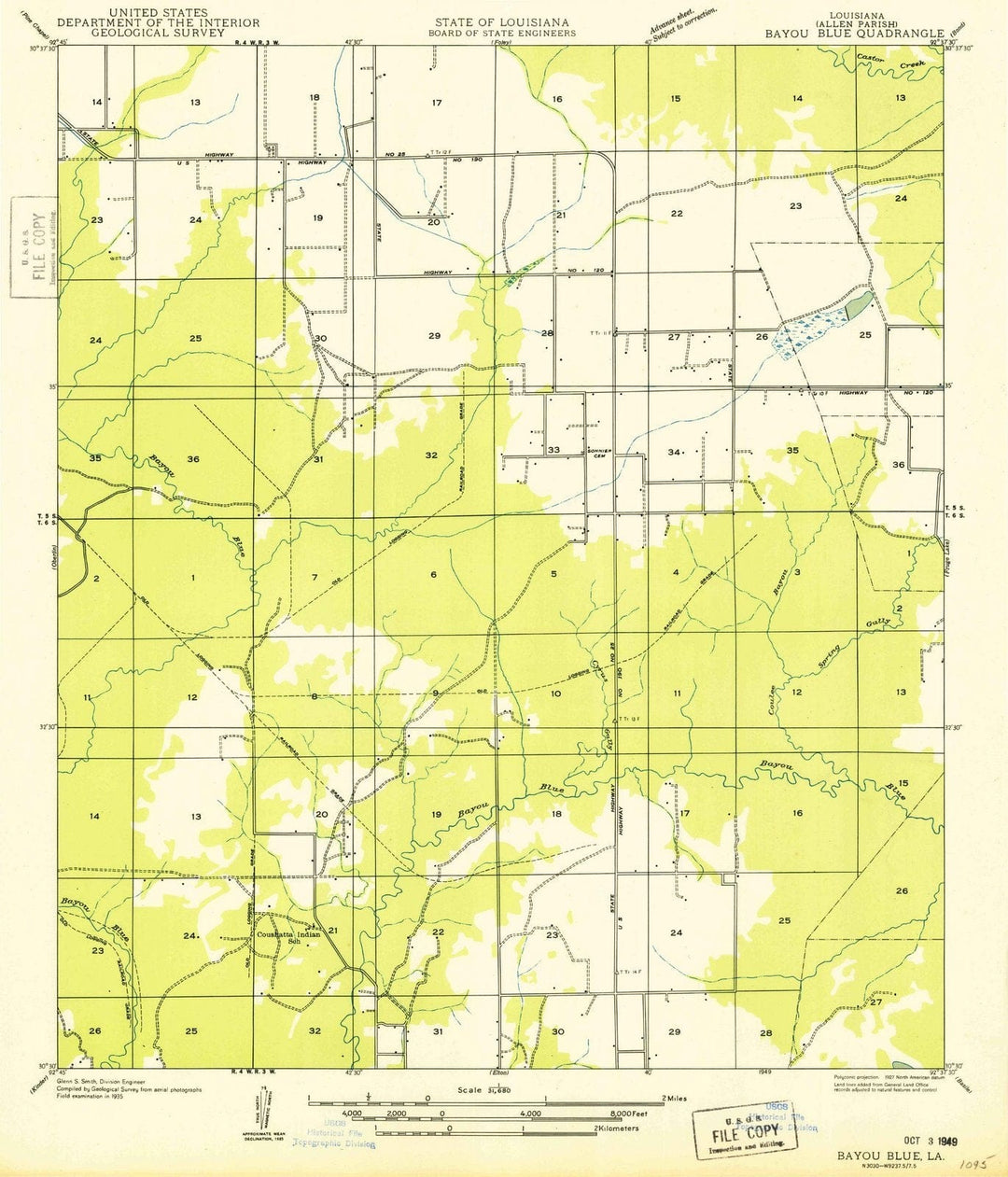 1949 Bayou Blue, LA - Louisiana - USGS Topographic Map