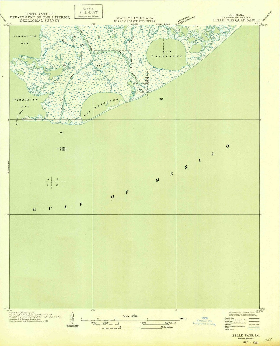 1949 Belle Pass, LA - Louisiana - USGS Topographic Map
