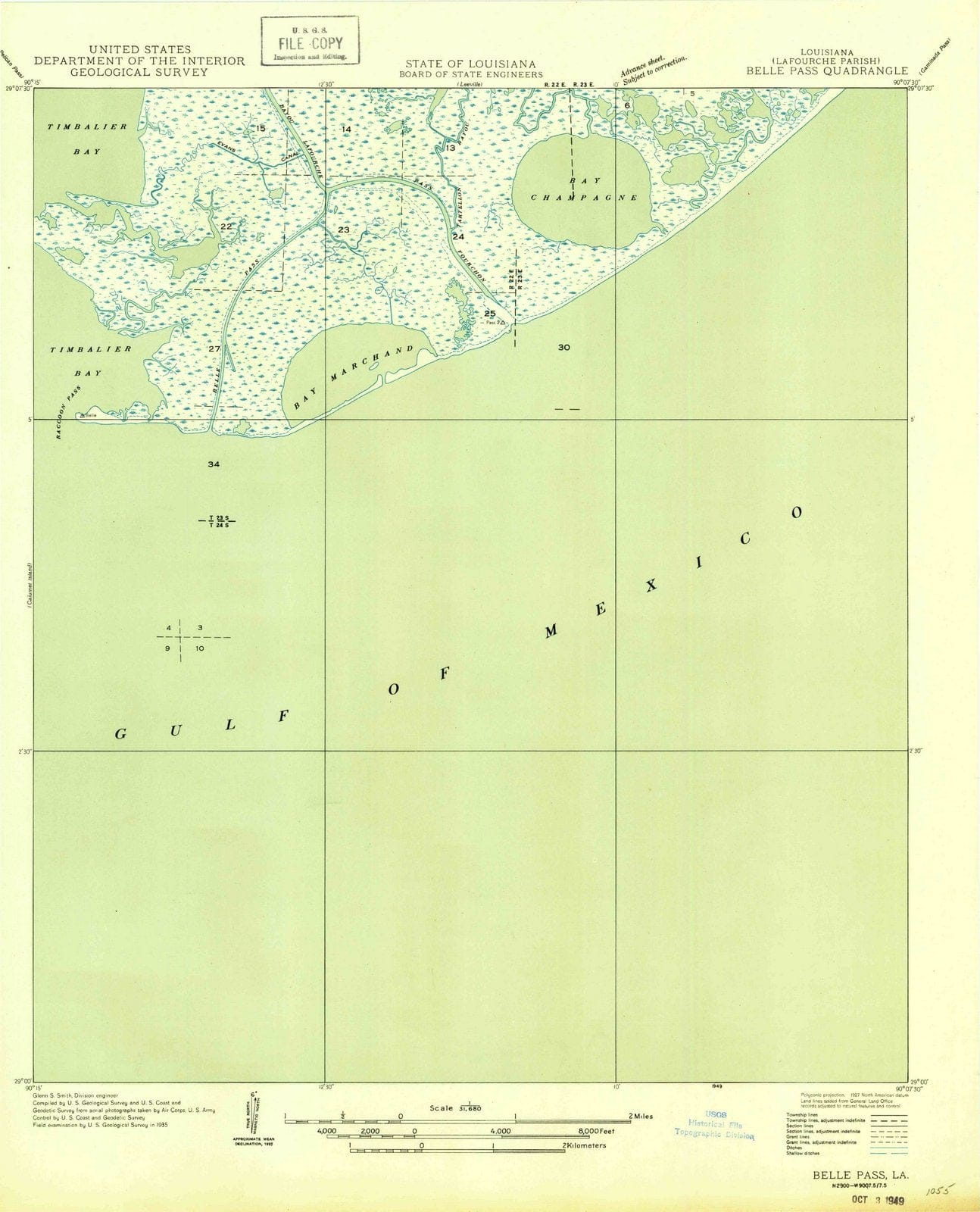 1949 Belle Pass, LA - Louisiana - USGS Topographic Map