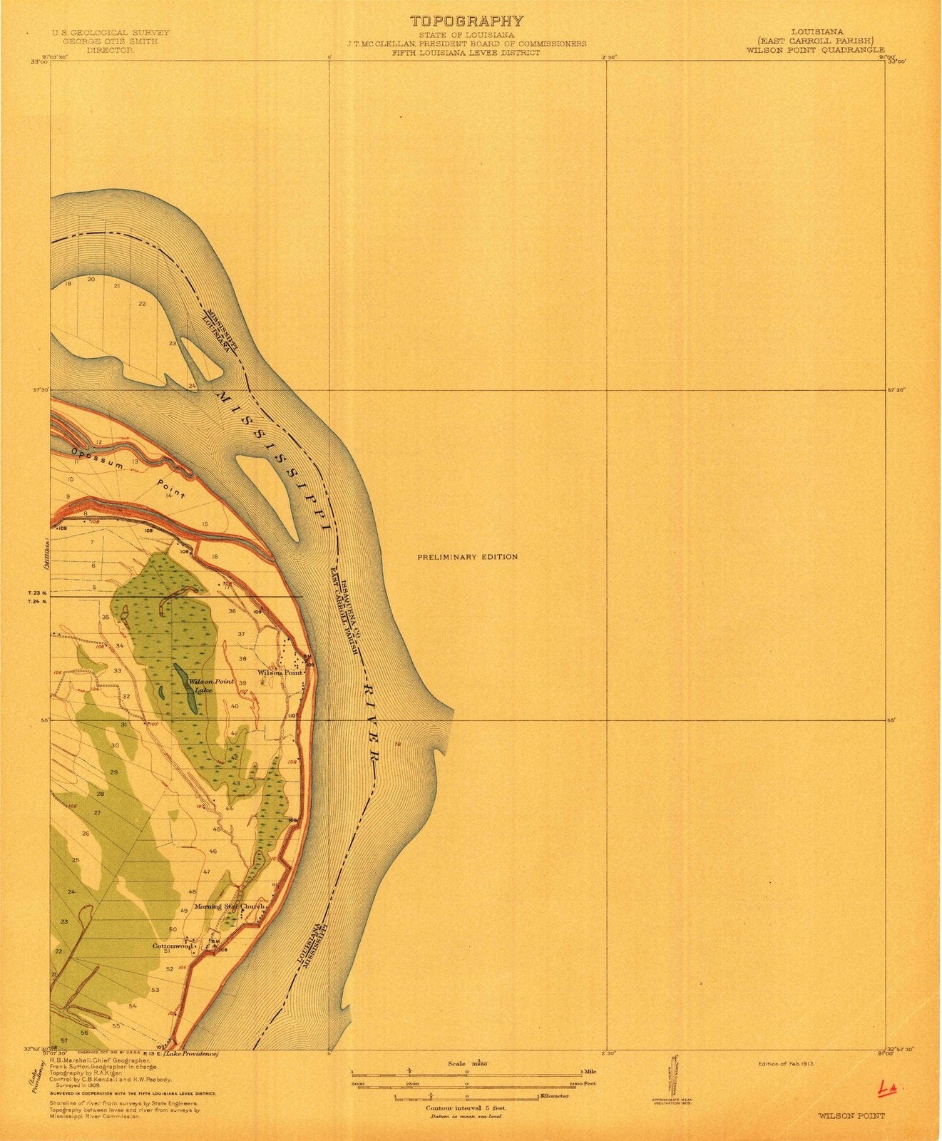 1913 Wilson Point, MS - Mississippi - USGS Topographic Map