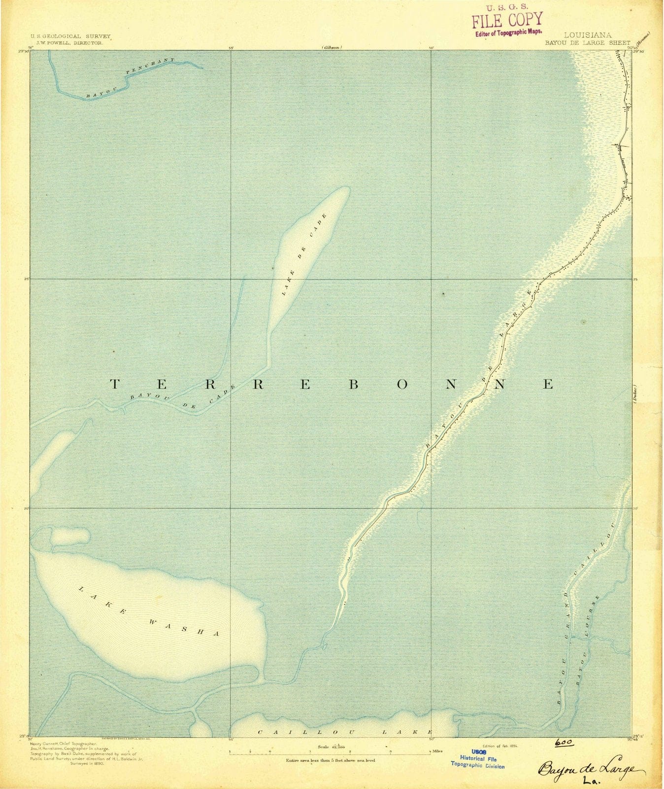 1894 Bayoue Large, LA - Louisiana - USGS Topographic Map
