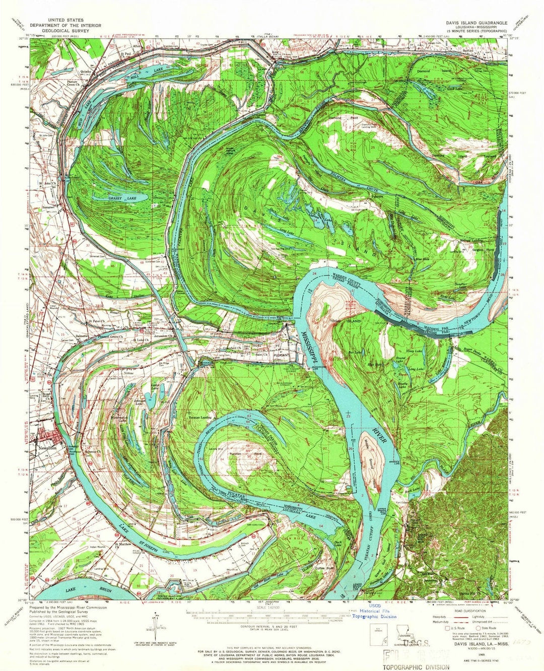 1965 Davis Island, LA - Louisiana - USGS Topographic Map