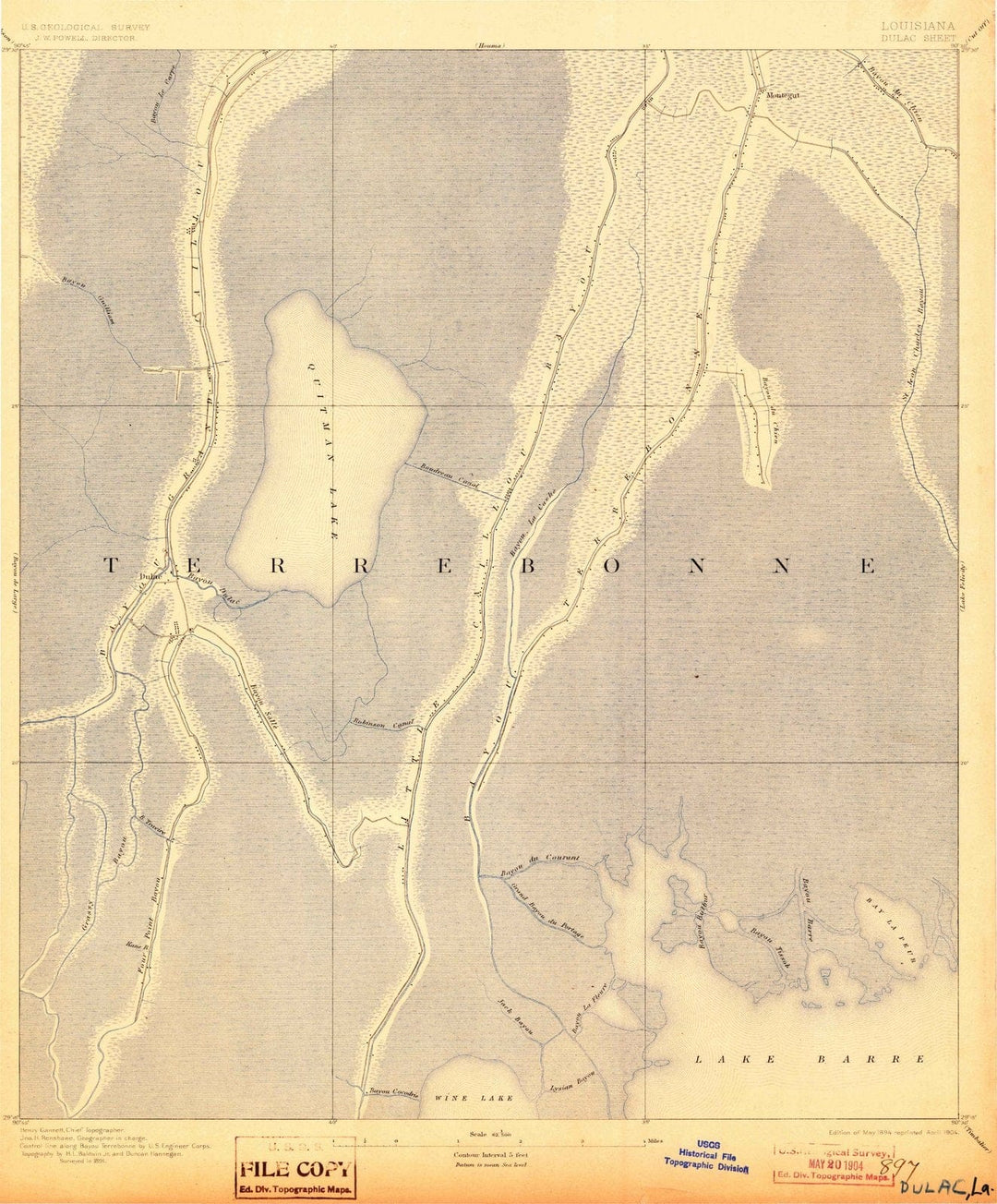 1894 Dulac, LA - Louisiana - USGS Topographic Map