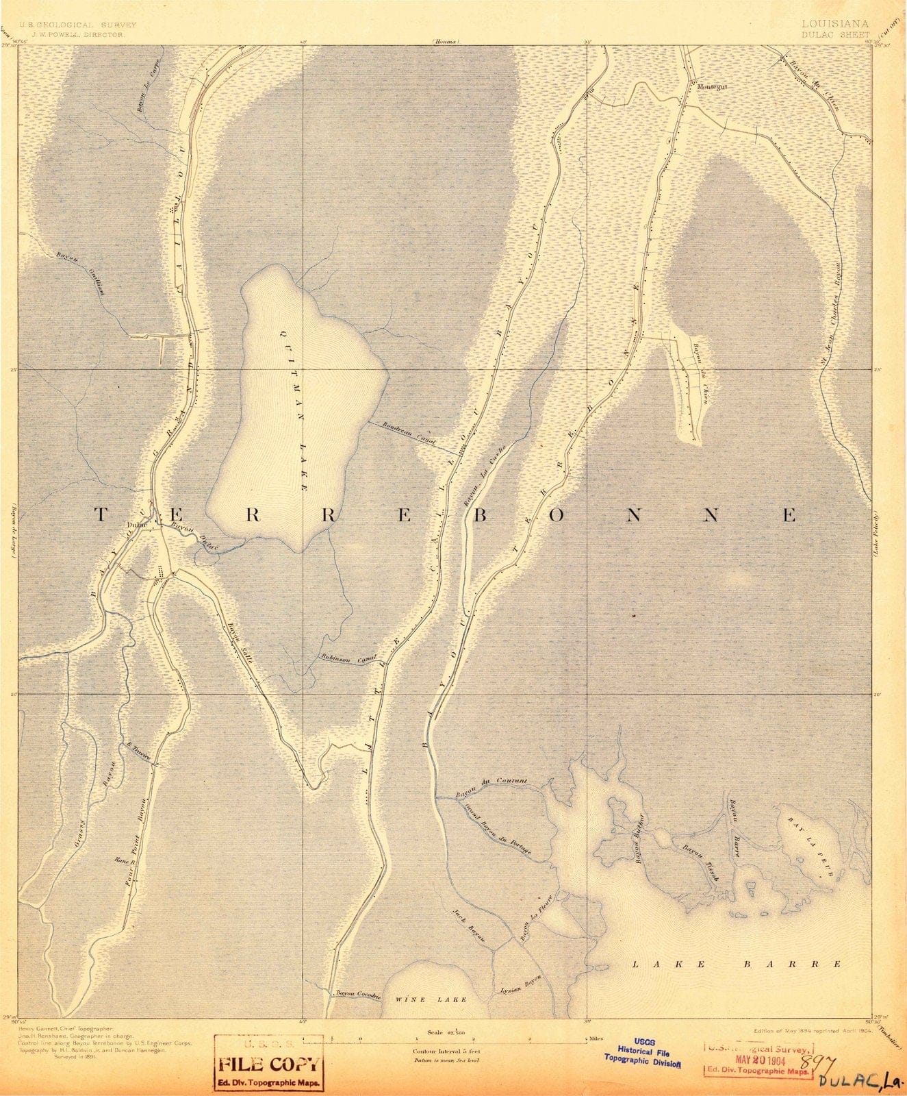 1894 Dulac, LA - Louisiana - USGS Topographic Map