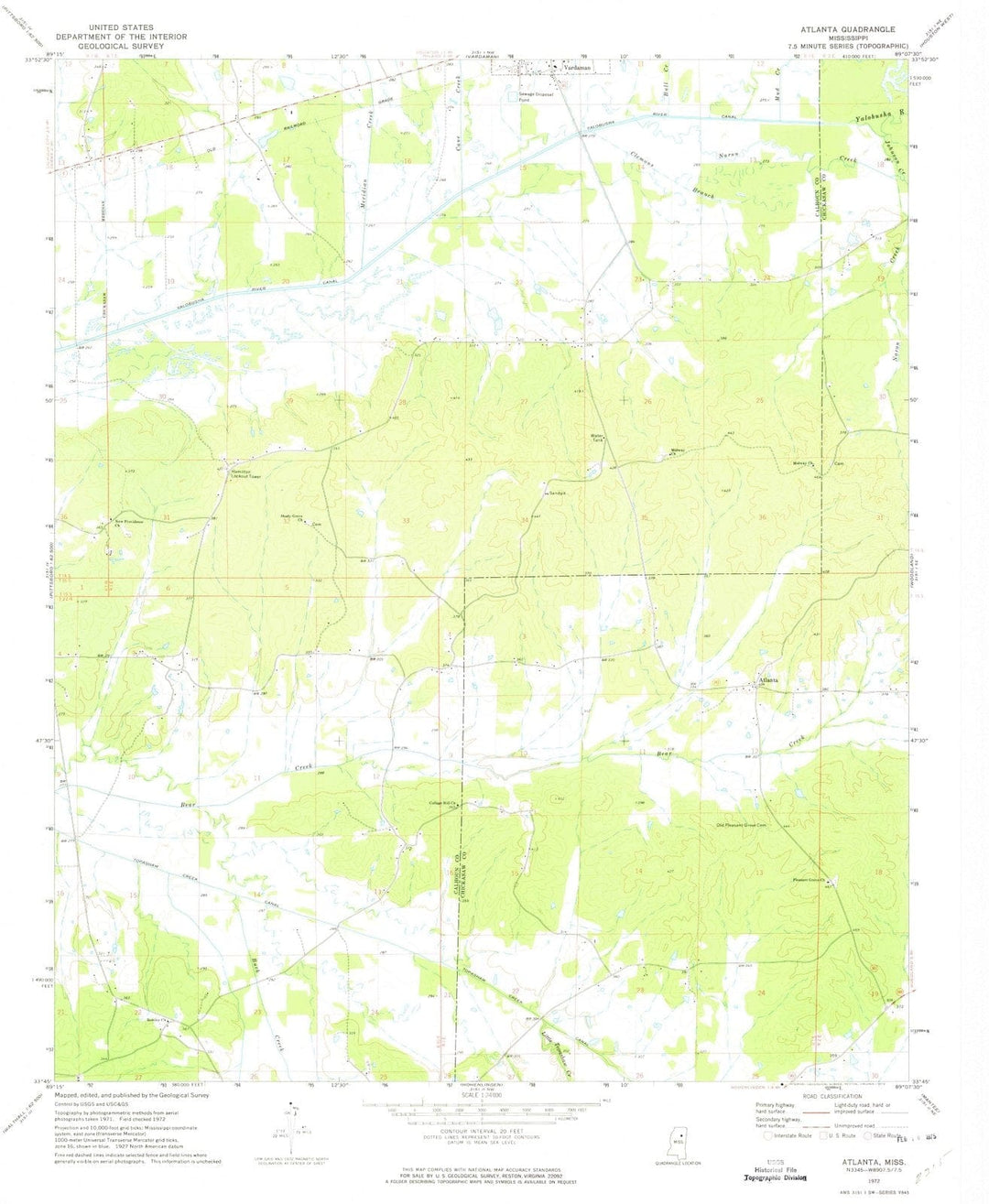 1972 Atlanta, MS - Mississippi - USGS Topographic Map