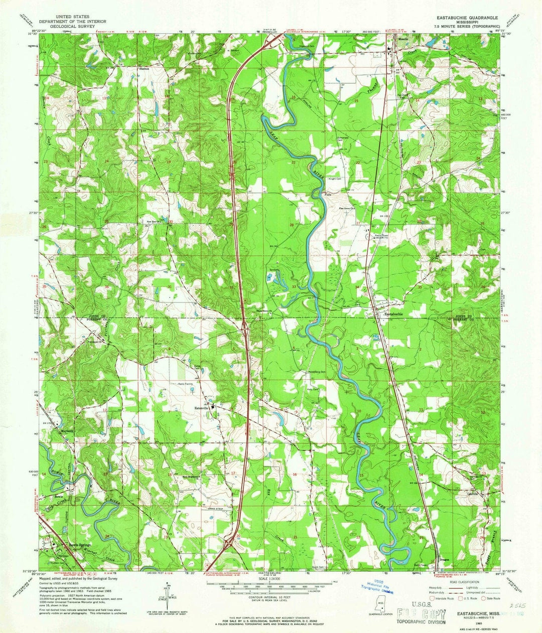 1965 Eastabuchie, MS - Mississippi - USGS Topographic Map