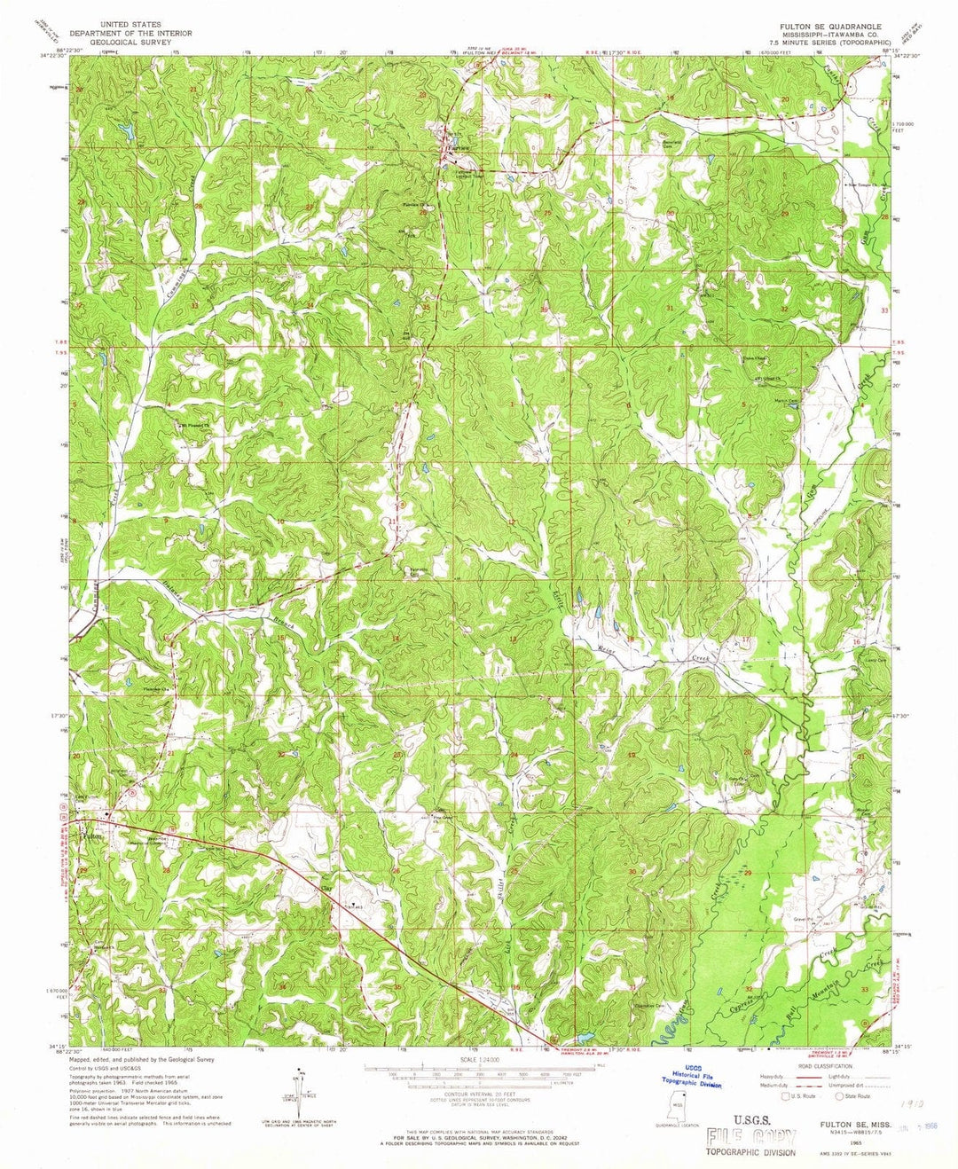 1965 Fulton, MS - Mississippi - USGS Topographic Map
