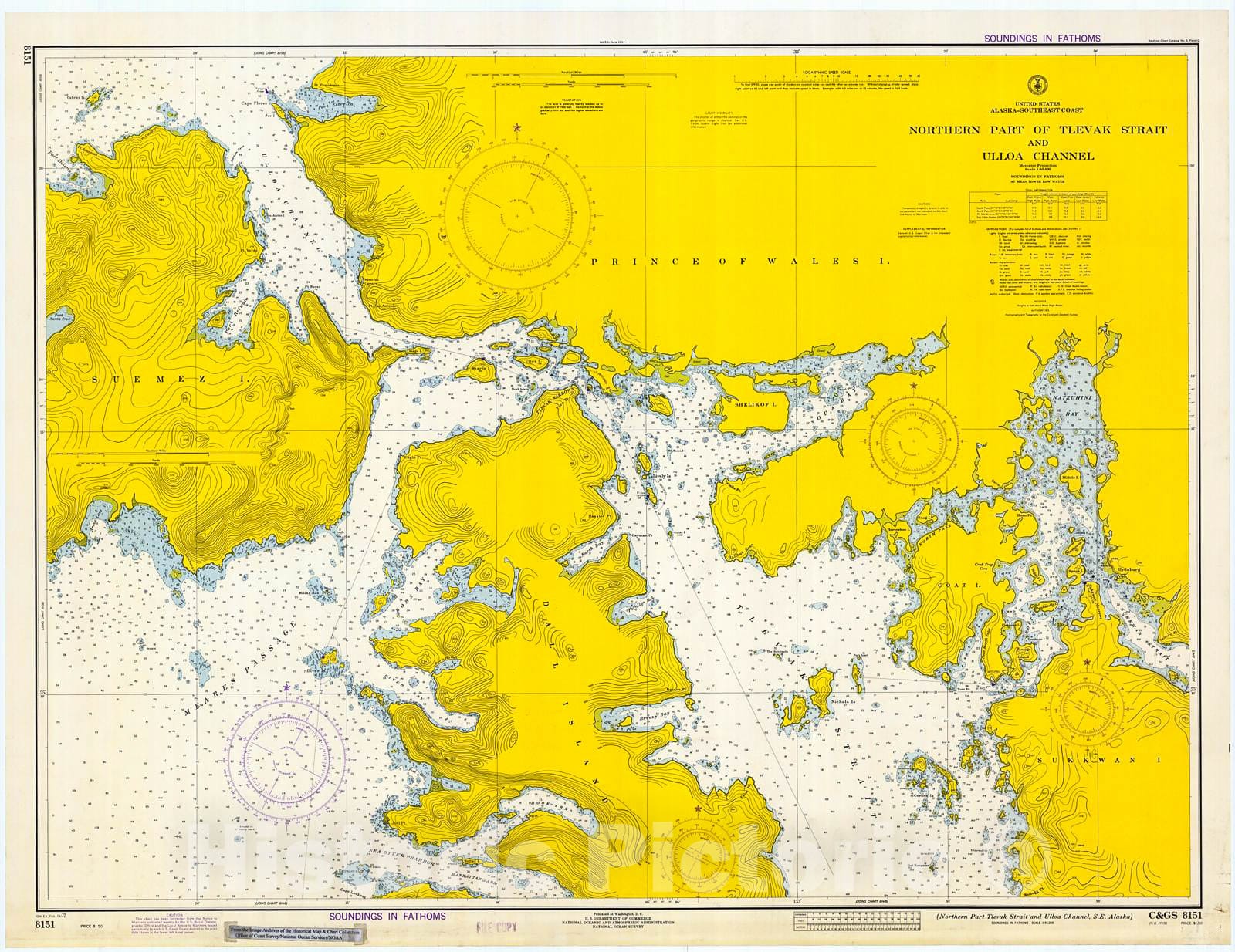 Historic Nautical Map - Northern Part Tlevak Strait & Ulloa Channel, Se Alaska, 1972 NOAA Chart - Alaska (AK) - Vintage Wall Art
