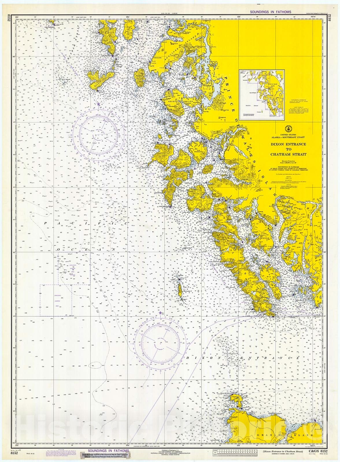 Historic Nautical Map - Dixon Entrance To Chatham Strait, 1972 NOAA Chart - Alaska (AK) - Vintage Wall Art