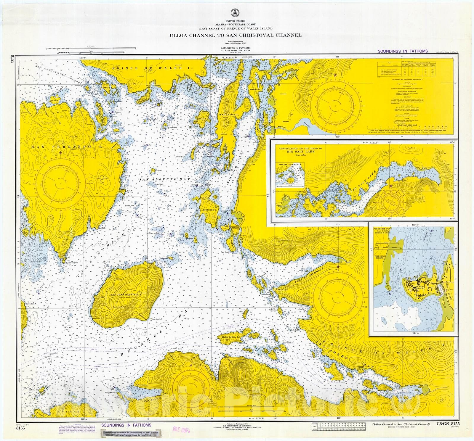 Historic Nautical Map - Ulloa Channel To San Christoval Channel, 1973 NOAA Chart - Alaska (AK) - Vintage Wall Art