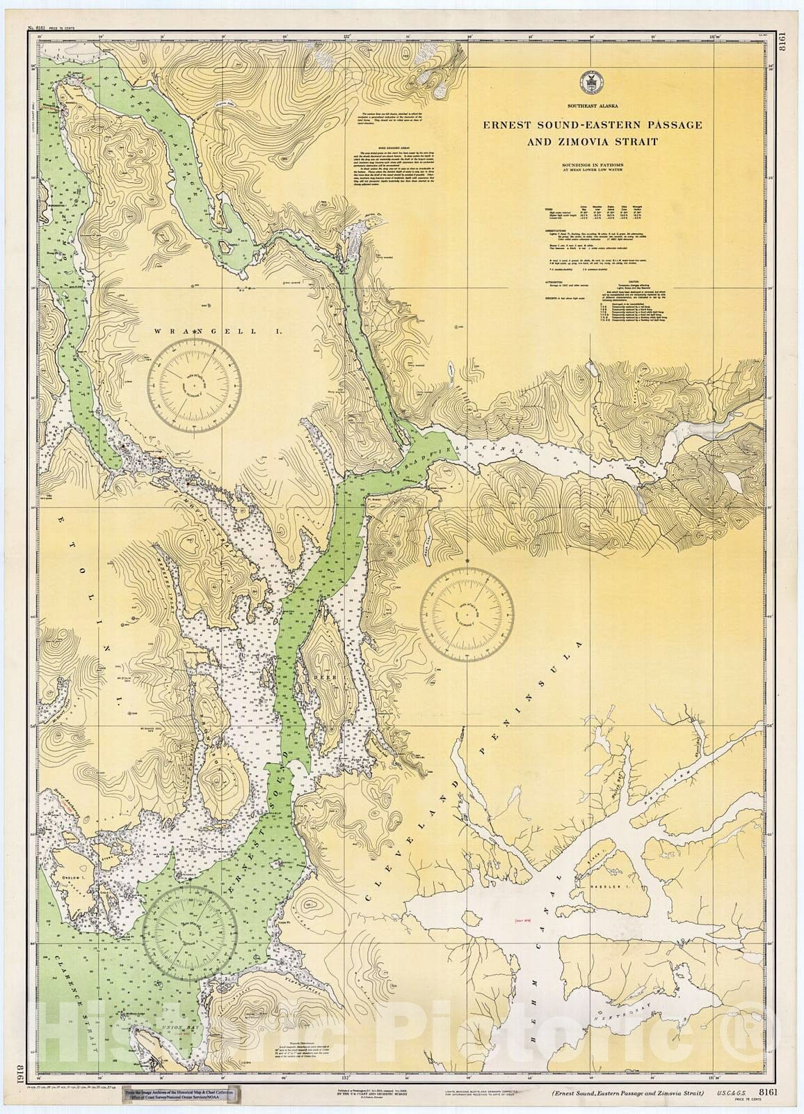 Historic Nautical Map - Ernest Sound, Eastern Passage & Zimovia Strait, Ak, 1937 NOAA Chart - Alaska (AK) - Vintage Wall Art