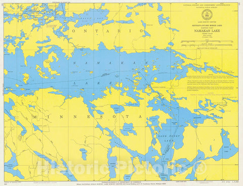 Historic Nautical Map - Minnesota-Ontario Border Lakes Eastern Part Namakan Lake, 1973 NOAA Chart - Minnesota (MN) - Vintage Wall Art