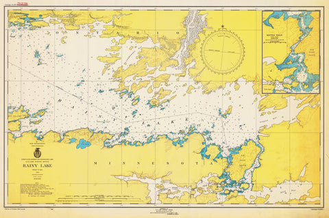 Historic Nautical Map - Rainy Lake, 1949 NOAA Chart - Minnesota (MN) - Vintage Wall Art