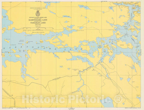 Historic Nautical Map - Minnesota - Ontario Border Lakes Eastern Part Kabetogama Lake Western Part Namakan Lake, 1950 NOAA Chart - Minnesota (MN) - Vintage Wall Art