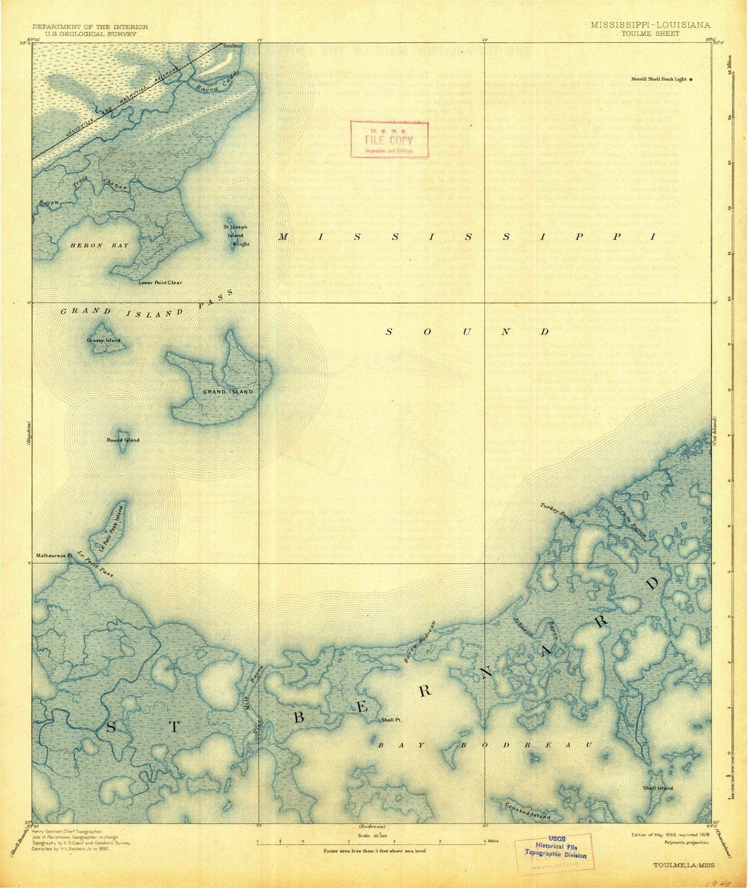 1893 Toulme, MS - Mississippi - USGS Topographic Map