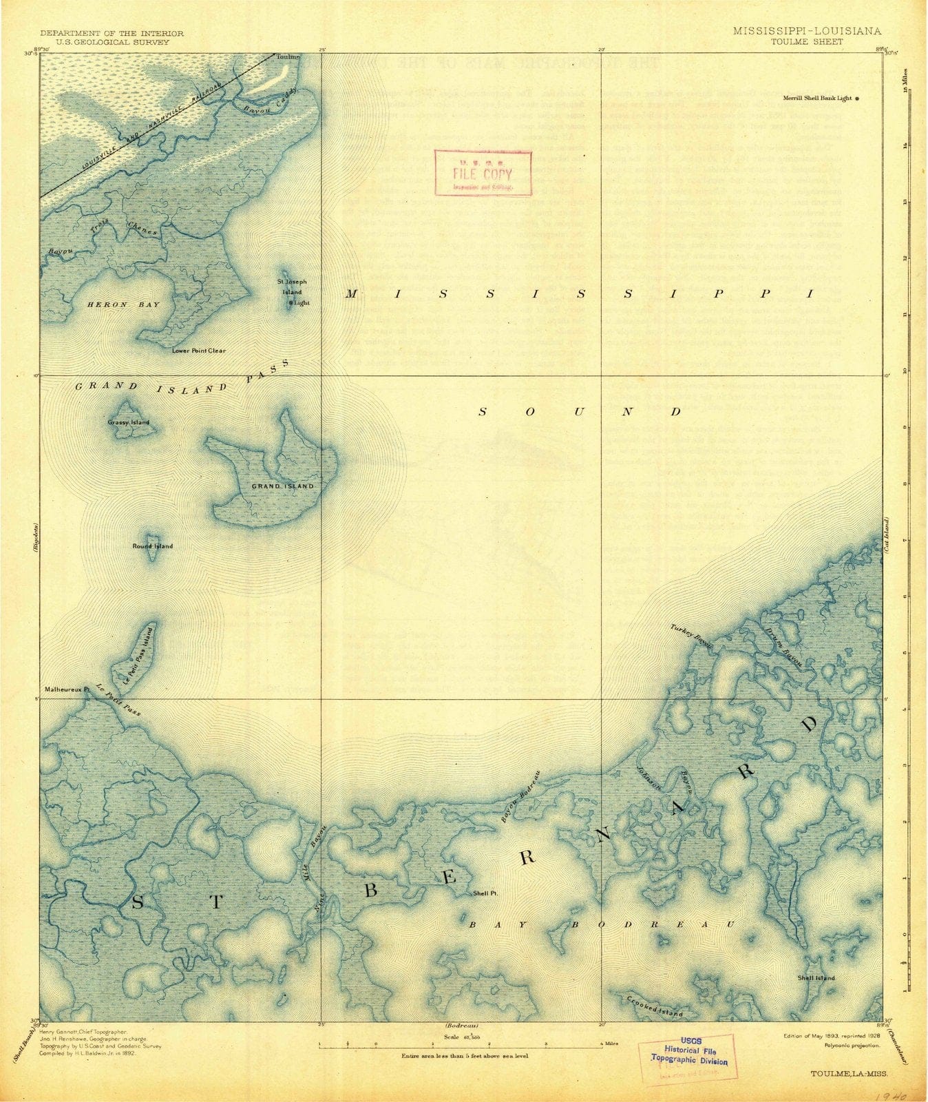 1893 Toulme, MS - Mississippi - USGS Topographic Map