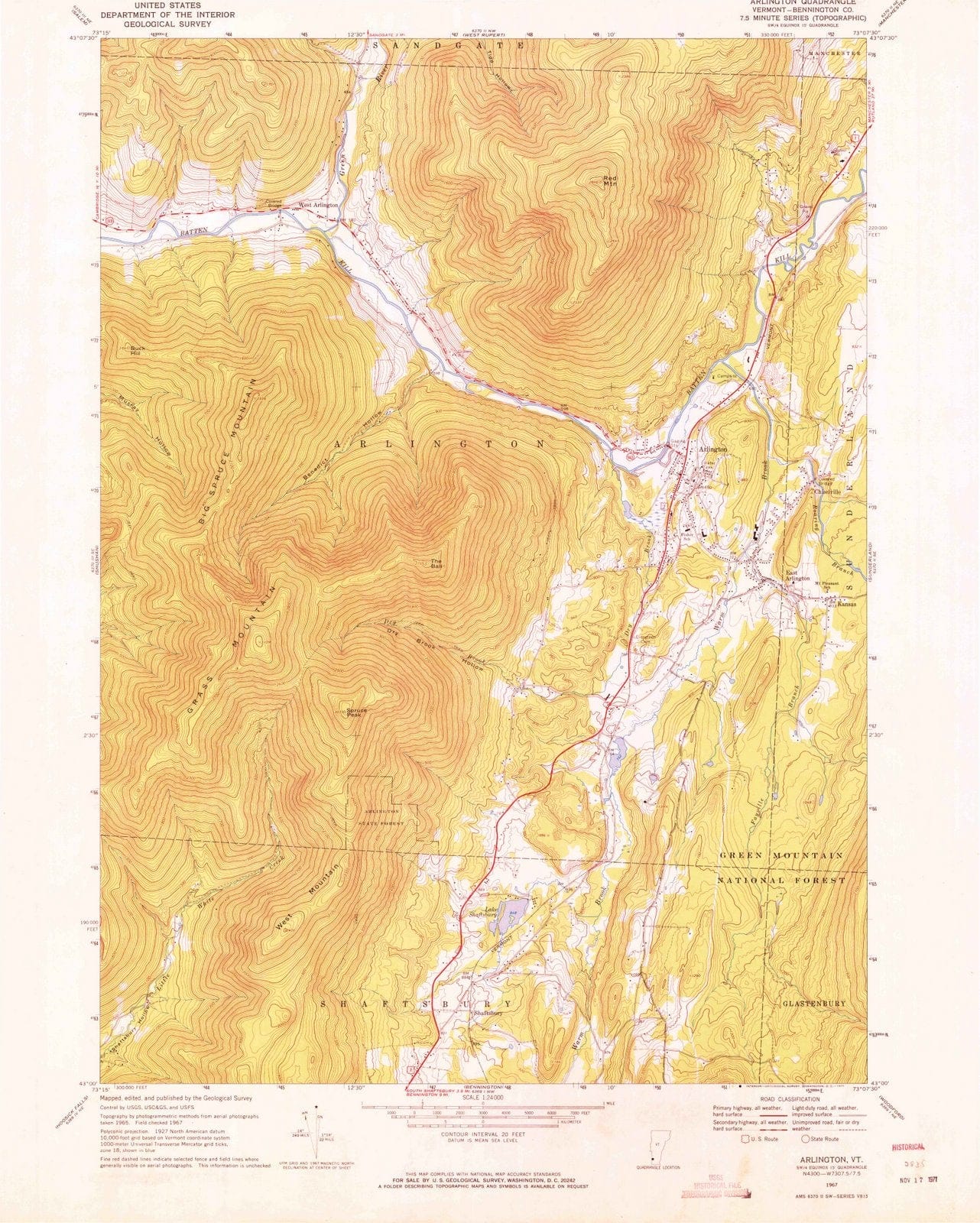1967 Arlington, VT - Vermont - USGS Topographic Map