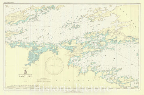 Historic Nautical Map - Rainy Lake, 1938 NOAA Chart - Minnesota (MN) - Vintage Wall Art