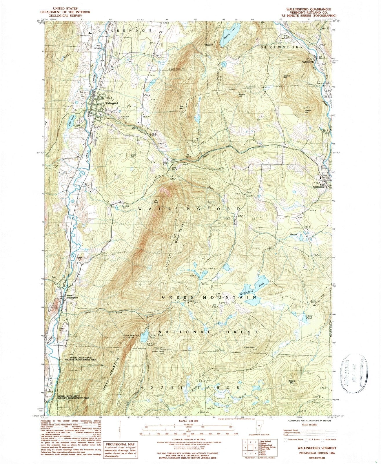 1986 Wallingford, VT - Vermont - USGS Topographic Map