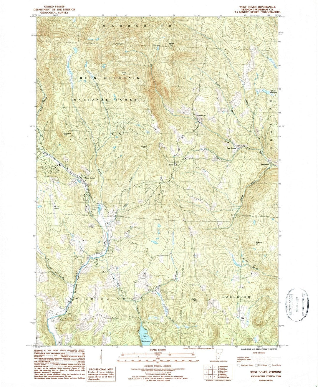 1986 Westover, VT - Vermont - USGS Topographic Map
