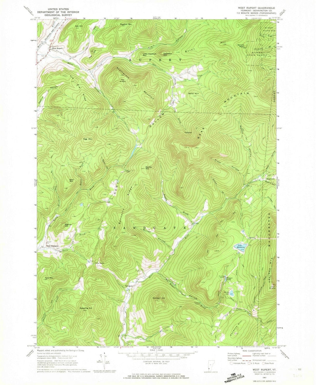 1967 West Rupert, VT - Vermont - USGS Topographic Map