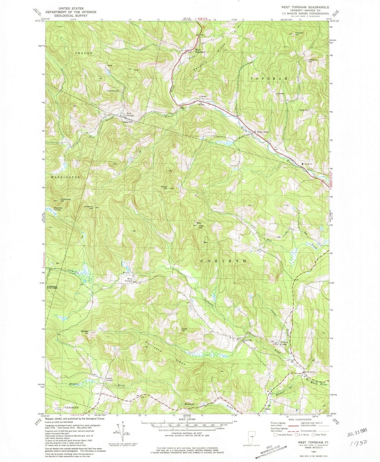 1981 West Topsham, VT - Vermont - USGS Topographic Map