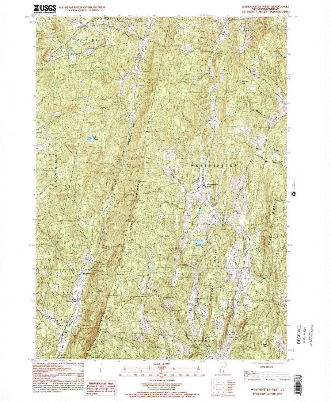 1997 Westminster West, VT - Vermont - USGS Topographic Map
