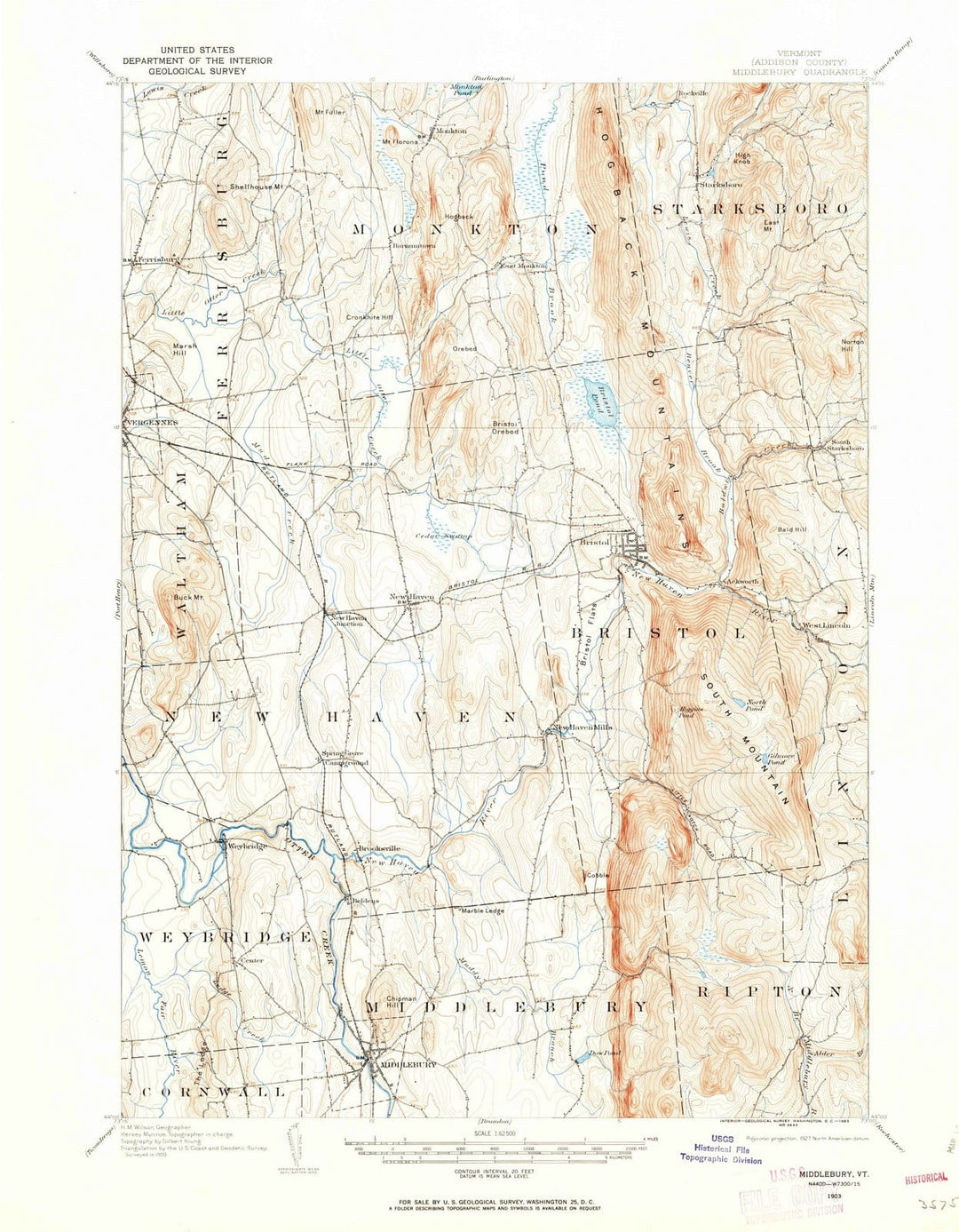 1903 Middlebury, VT - Vermont - USGS Topographic Map