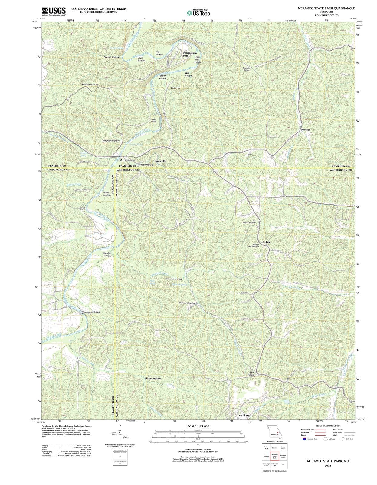2012 Meramec State Park, MO - Missouri - USGS Topographic Map