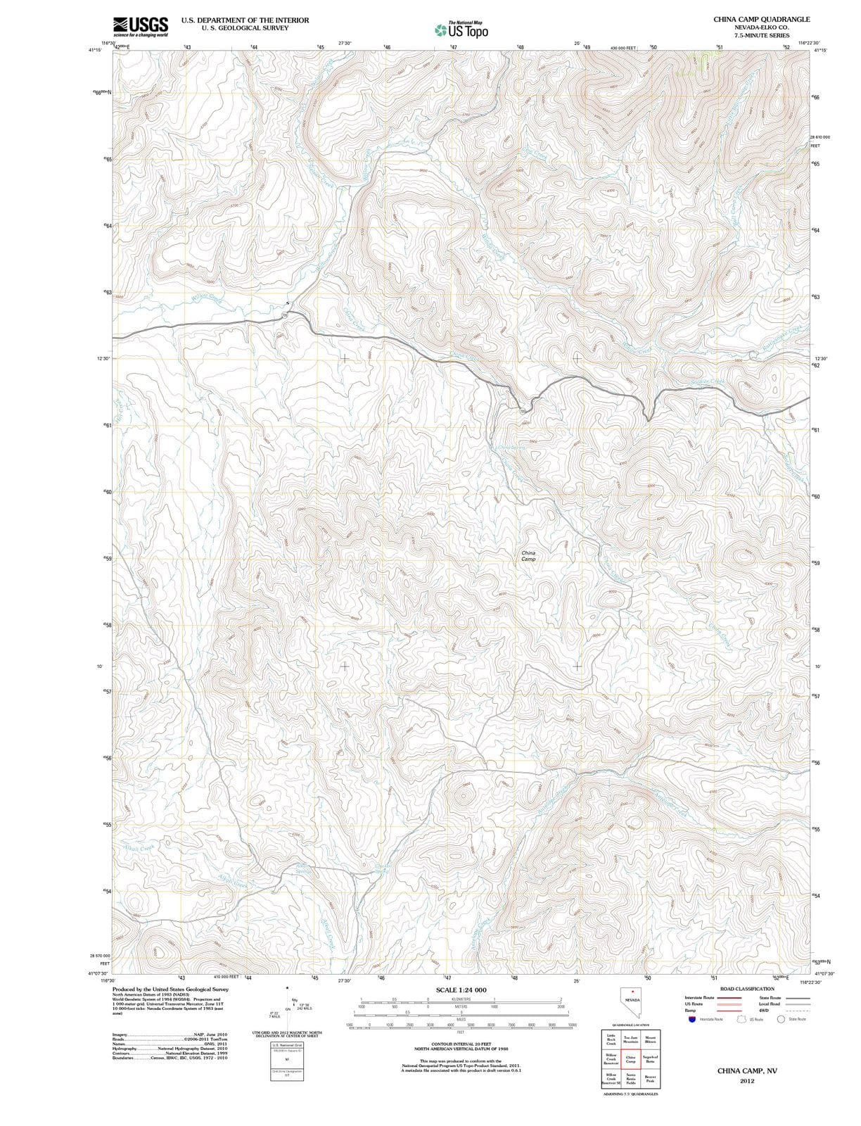 2012 China Camp, NV - Nevada - USGS Topographic Map