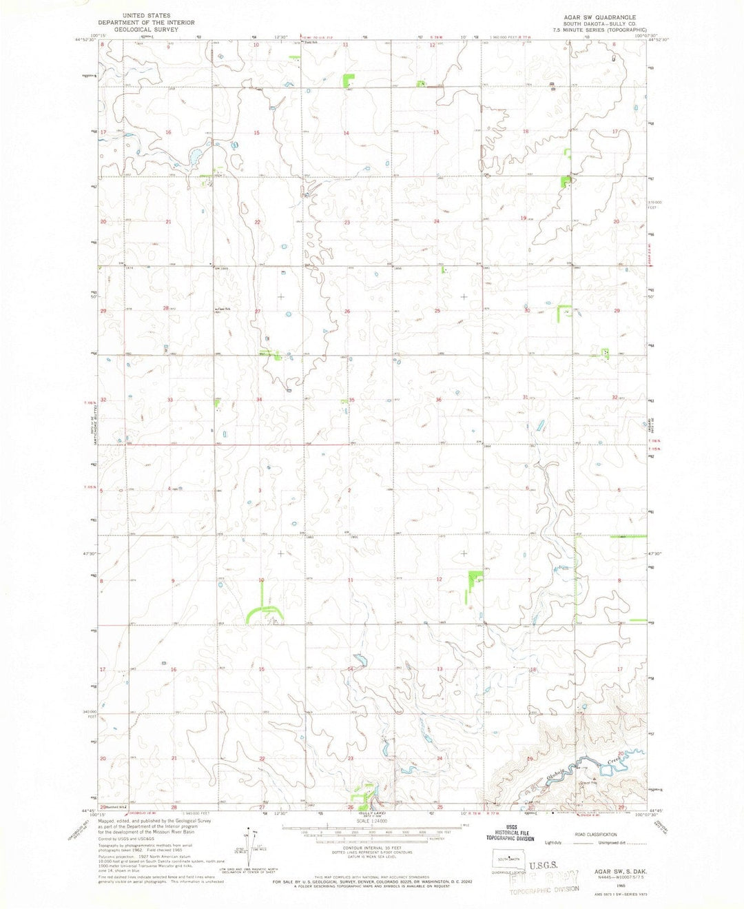 1965 Agar, SD - South Dakota - USGS Topographic Map