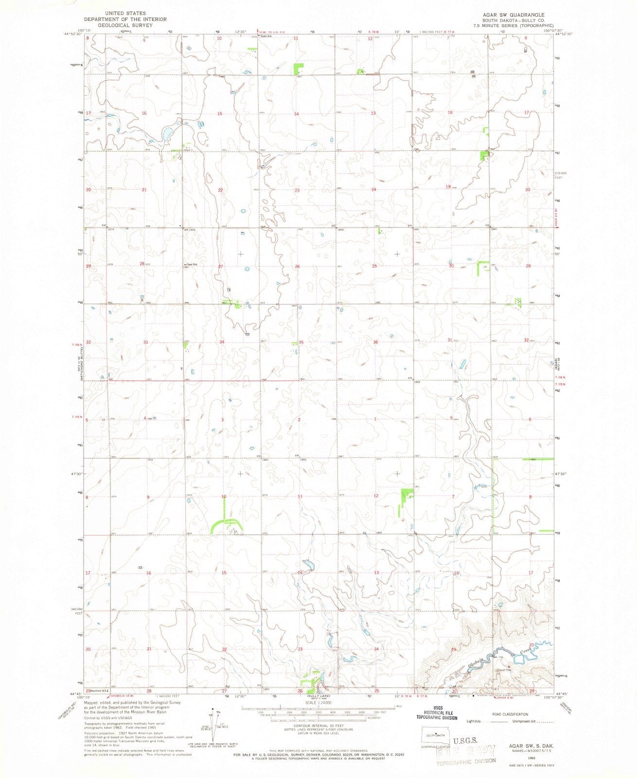 1965 Agar, SD - South Dakota - USGS Topographic Map