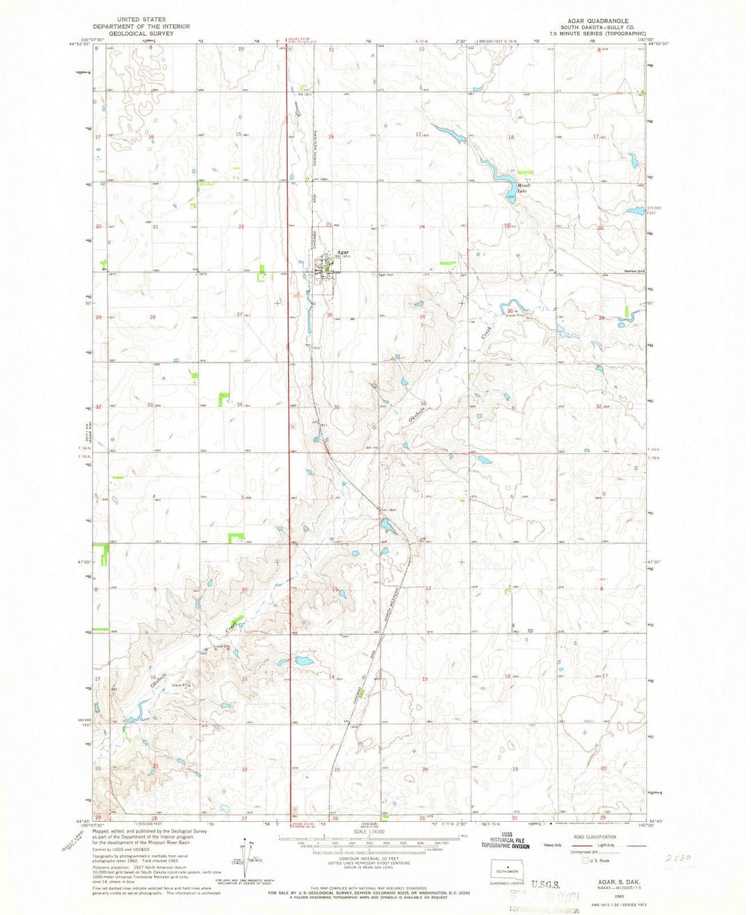 1965 Agar, SD - South Dakota - USGS Topographic Map