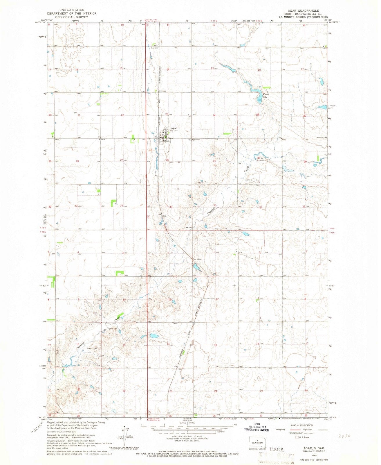 1965 Agar, SD - South Dakota - USGS Topographic Map