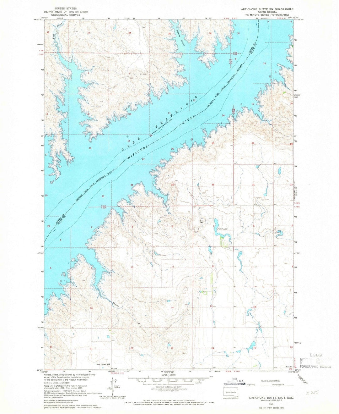 1965 Artichoke Butte, SD - South Dakota - USGS Topographic Map