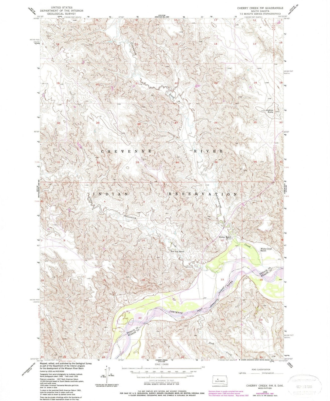 1956 Cherry Creek, SD - South Dakota - USGS Topographic Map – Historic ...