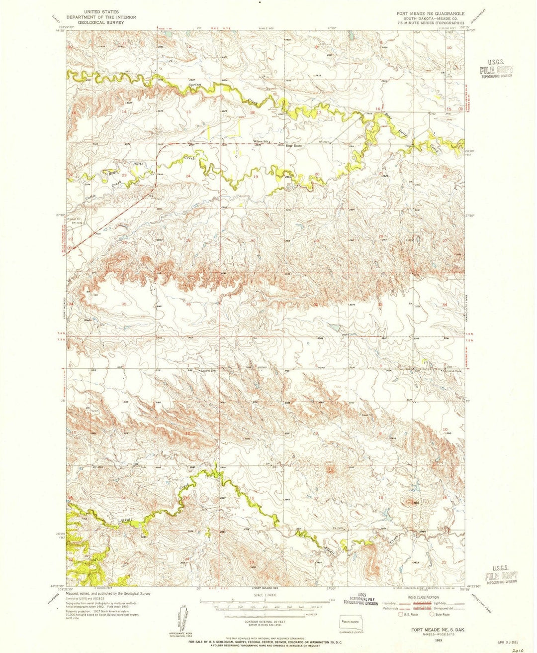 1953 Fort Meade, SD - South Dakota - USGS Topographic Map