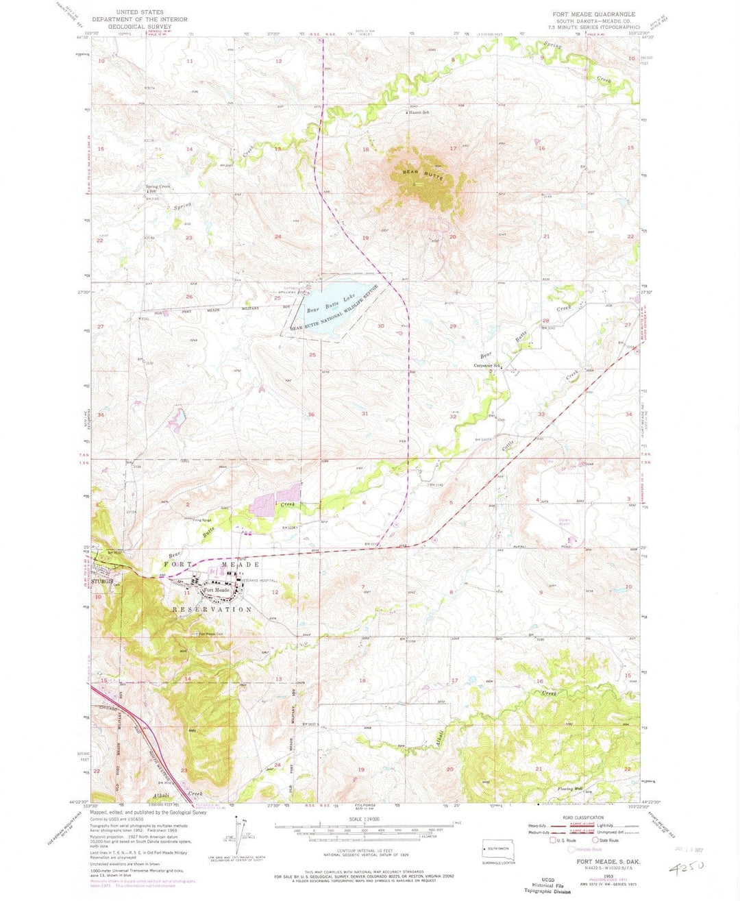 1953 Fort Meade, SD - South Dakota - USGS Topographic Map