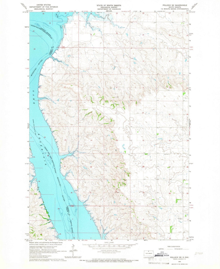 1965 Pollock, SD - South Dakota - USGS Topographic Map – Historic Pictoric