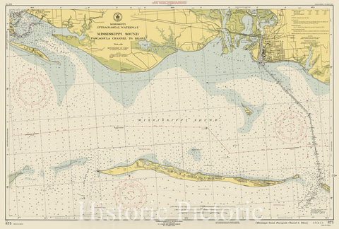 Historic Nautical Map - Mississippi Sound : Pascagoula Channel, 1952 NOAA Chart - Mississippi (MS) - Vintage Wall Art