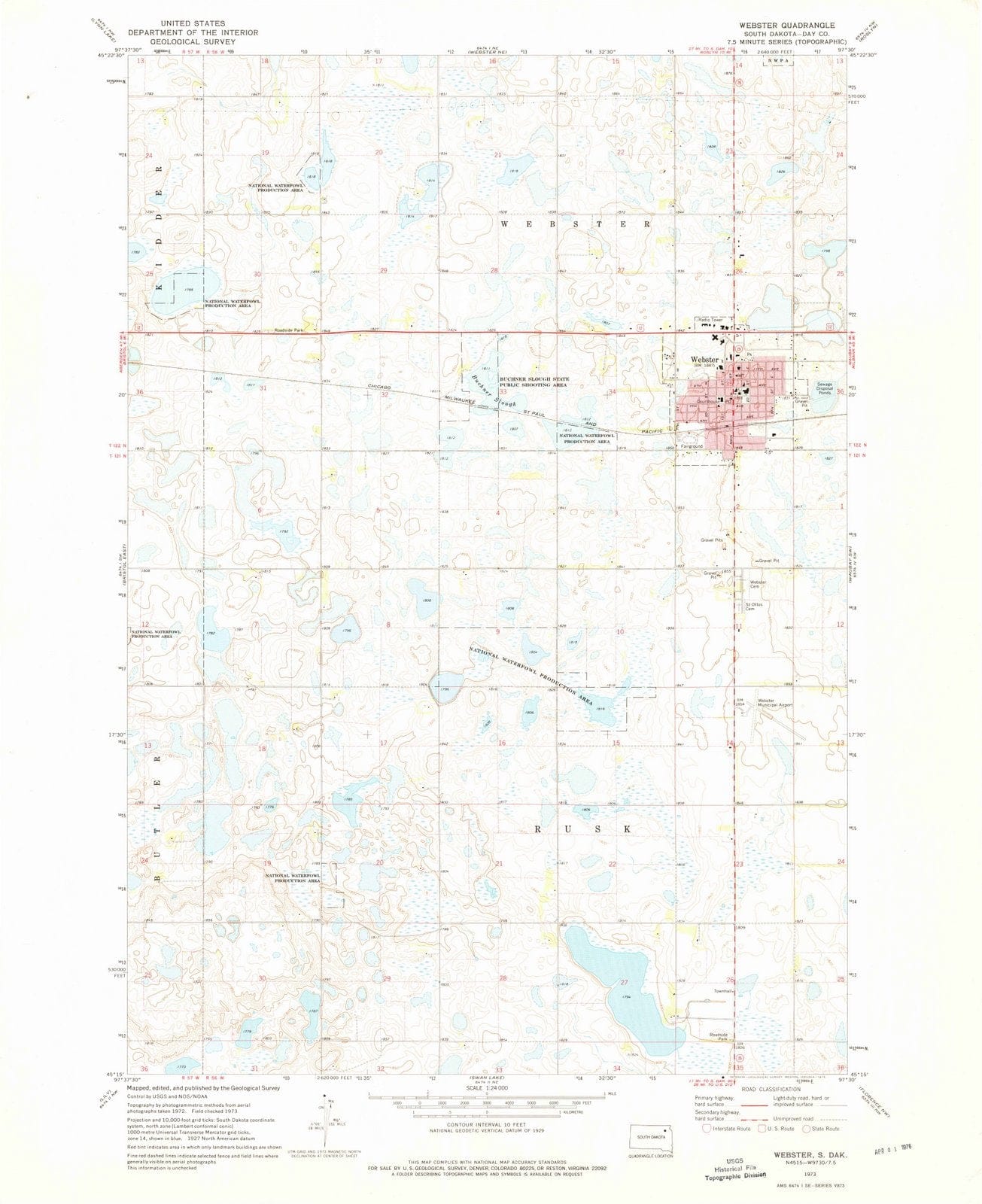 1973 ster, SD South Dakota USGS Topographic Map Historic Pictoric