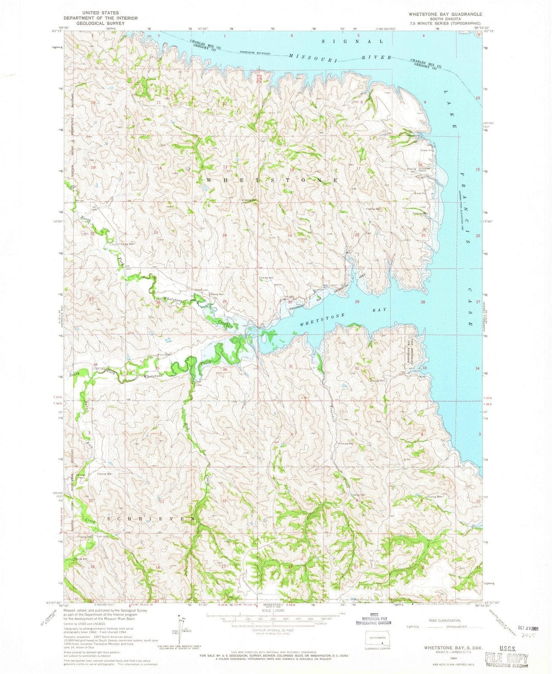 1964 Whetstone Bay, SD - South Dakota - USGS Topographic Map