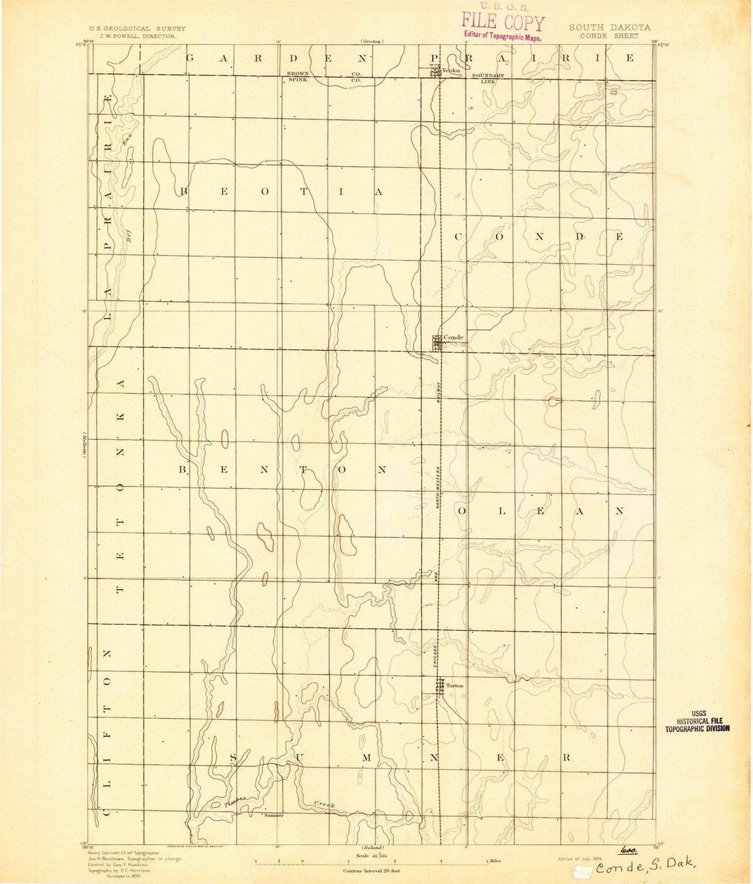 1894 Conde, SD - South Dakota - USGS Topographic Map