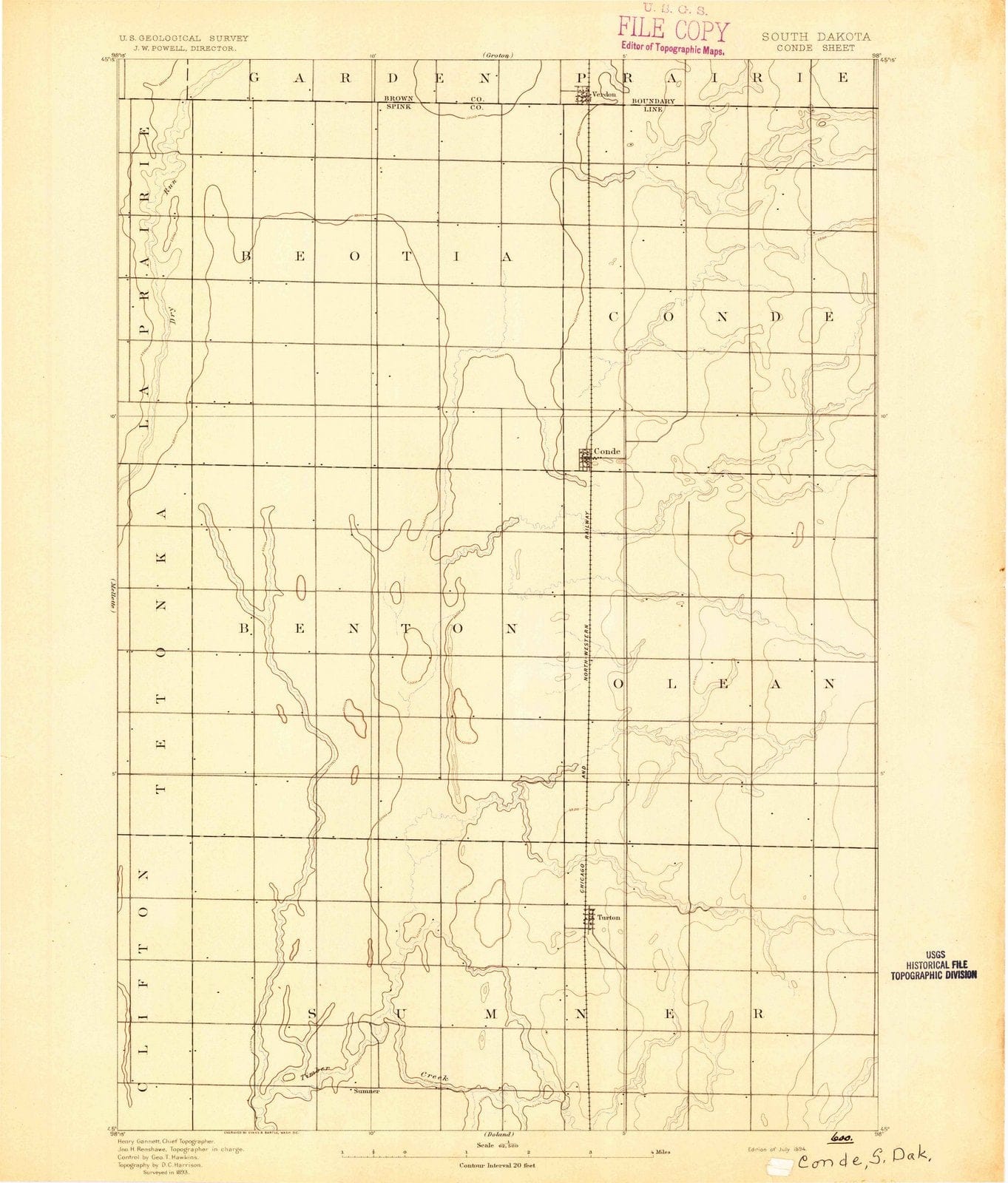 1894 Conde, SD - South Dakota - USGS Topographic Map